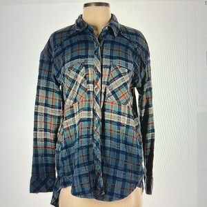 Free People Long Sleeve Button-Down Flannel Shirt